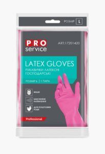 Перчатки универсальные латексные Professional крепкие розовые L 17201420 фото