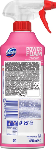 Спрей-піна Domestos Power Foam для чищення унітазу та ванної Квіткова свіжість 435 мл 0307057 фото